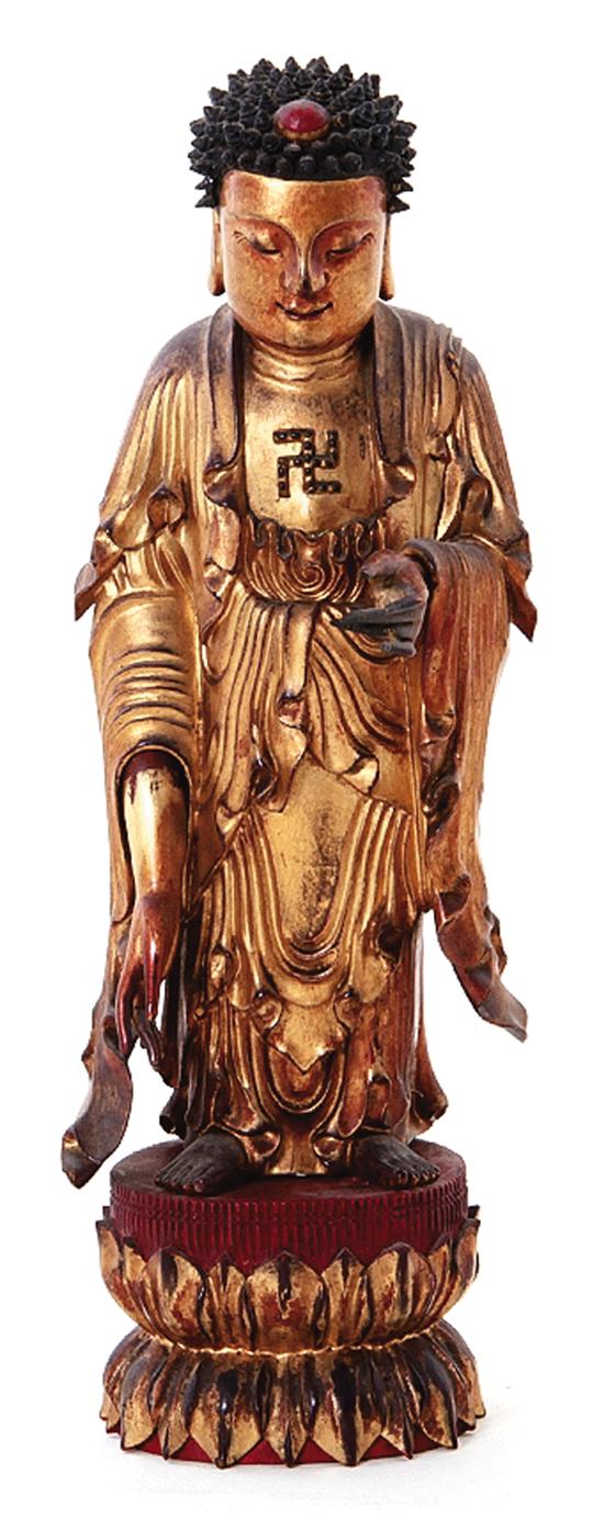 Tibetan carved giltwood Buddha