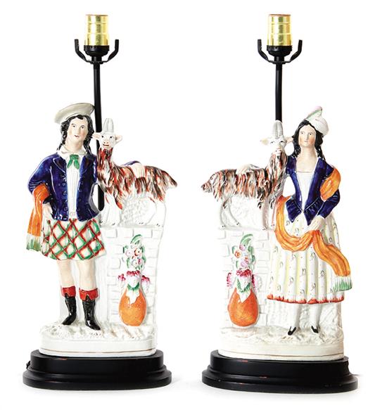 Pair Staffordshire Scotsman figures