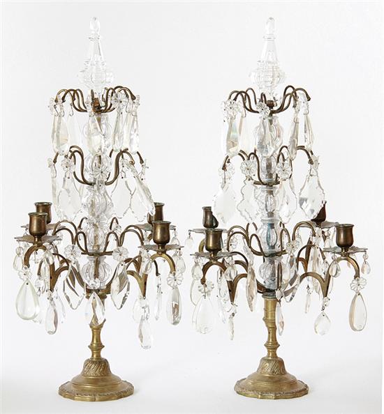 Pair Continental brass and crystal 139063