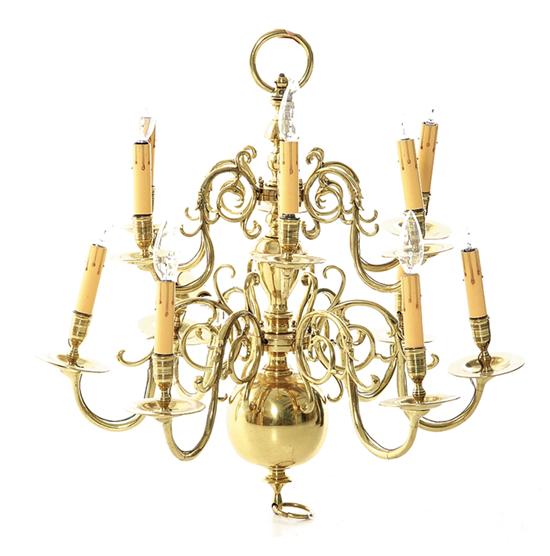 Dutch brass twelve light chandelier 139064