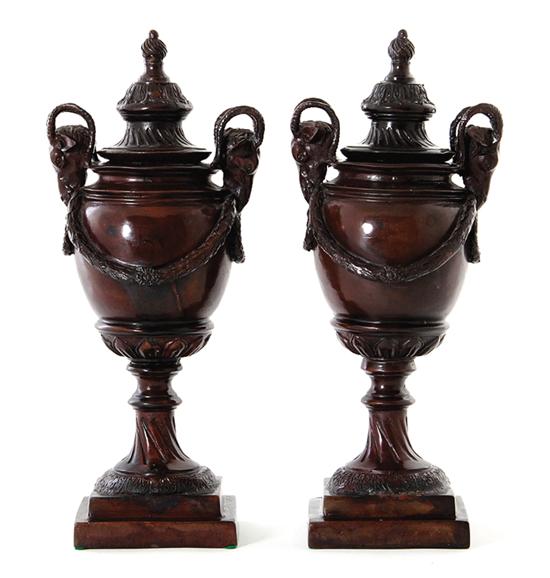Pair Classical bronze covered urns 139066