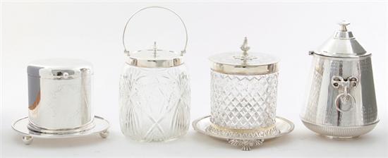 Victorian silverplate biscuit boxes
