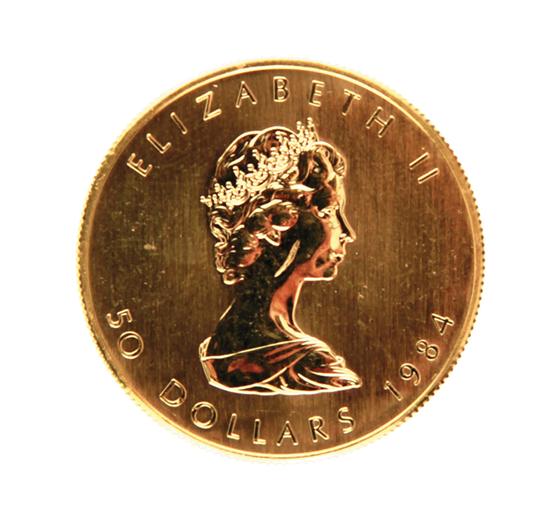 Canadian 1984 Gold Maple Leaf 50 13918d
