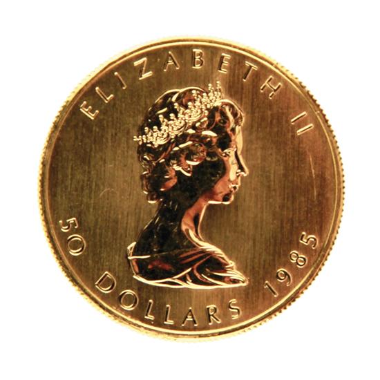 Canadian 1985 Gold Maple Leaf 50 13918e