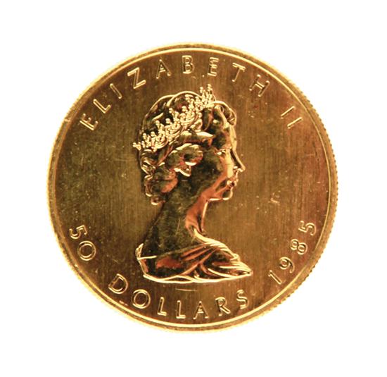 Canadian 1985 Gold Maple Leaf 50 13918f
