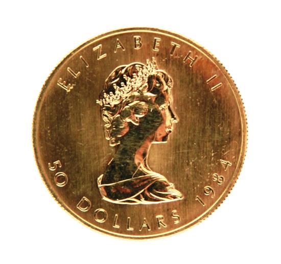 Canadian 1984 Gold Maple Leaf 50 13919a