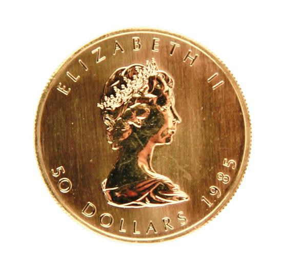 Canadian 1985 Gold Maple Leaf 50 13919c