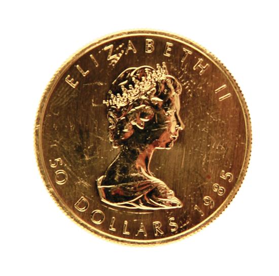 Canadian 1985 Gold Maple Leaf 50 13919f