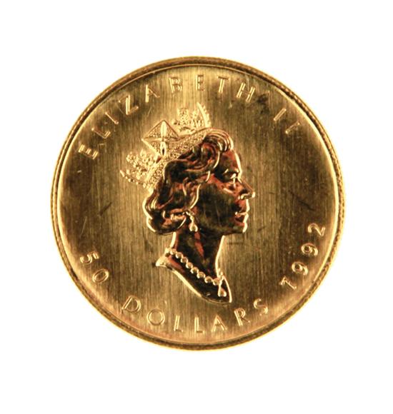 Canadian 1992 Gold Maple Leaf $50