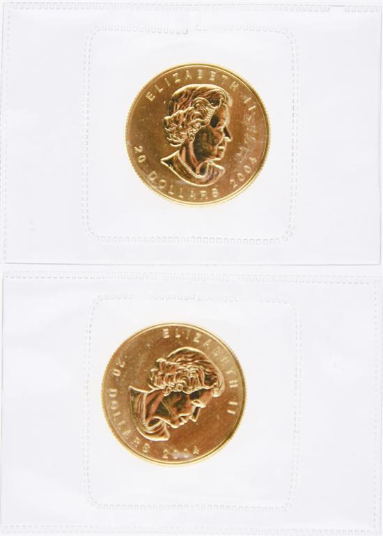 Canadian 2004 Gold Maple Leaf $20 coins