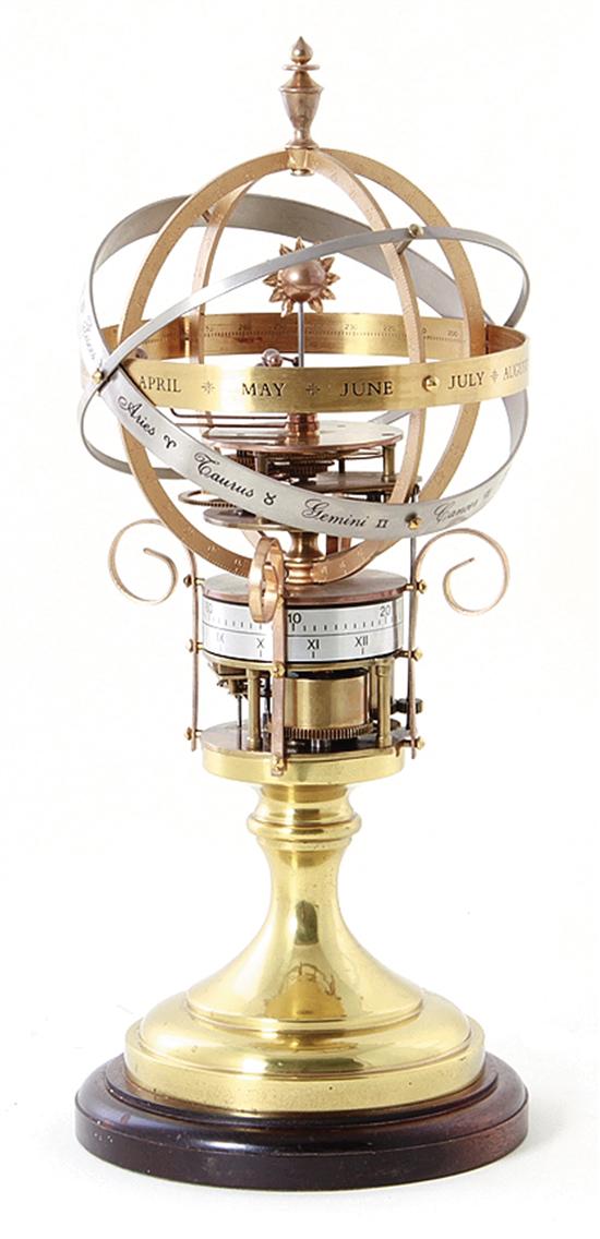 English brass orrery clock movement