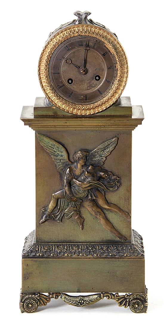 French Empire brass mantel clock