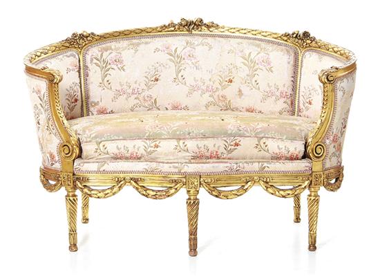 Louis XVI style giltwood settee 13927e