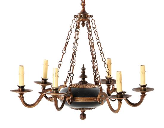 French Empire style six light chandelier 13928b