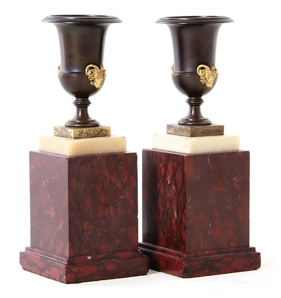 Pair miniature French bronze urns 139294