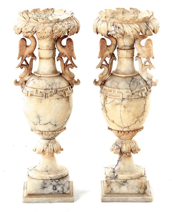 Pair Continental carved alabaster 13929a