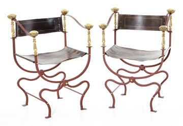 Pair Continental painted wrought iron 1392ae
