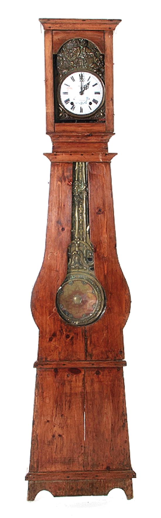 French fruitwood tallcase clock 1392c2