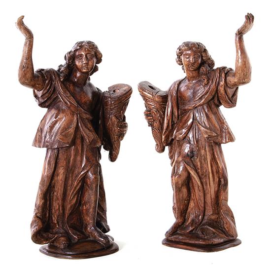 Pair Italian carved wood figures