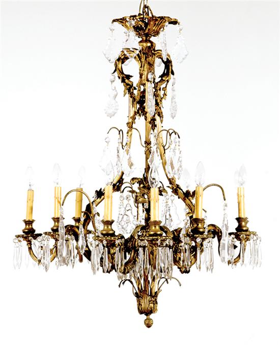 French bronze and crystal nine-light
