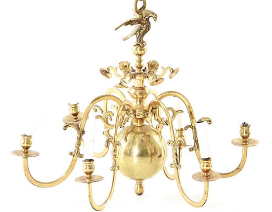 Dutch style brass chandelier center