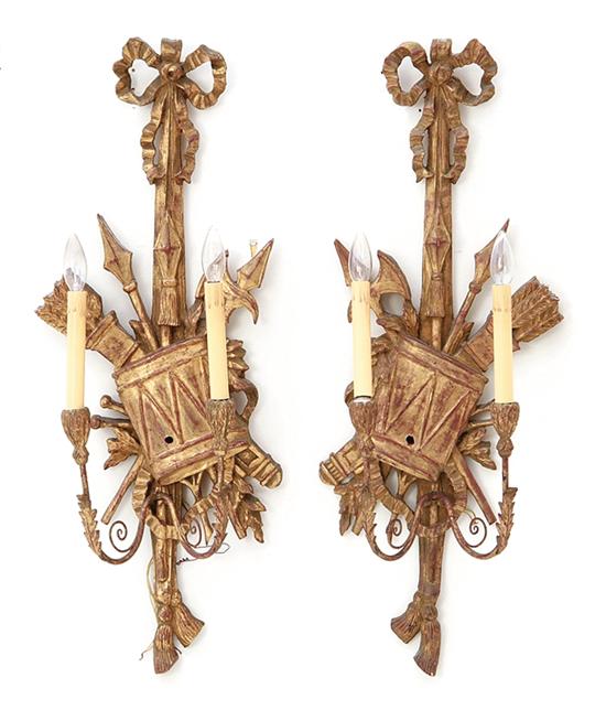 Pair Italian carved wood wall sconces 1392d1