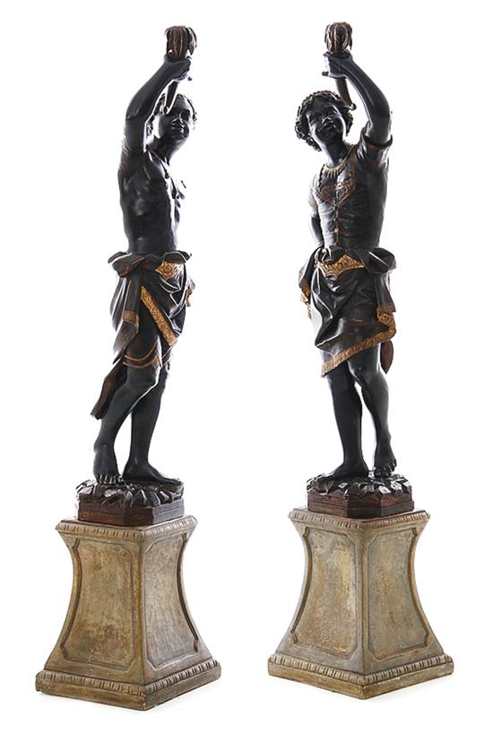 Pair Italian carved giltwood blackamoors