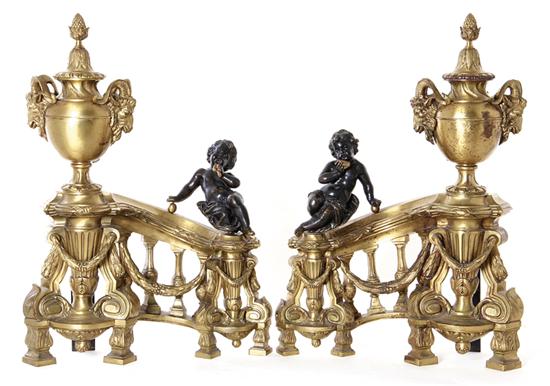 Pair French bronze figural chenets 1392f2