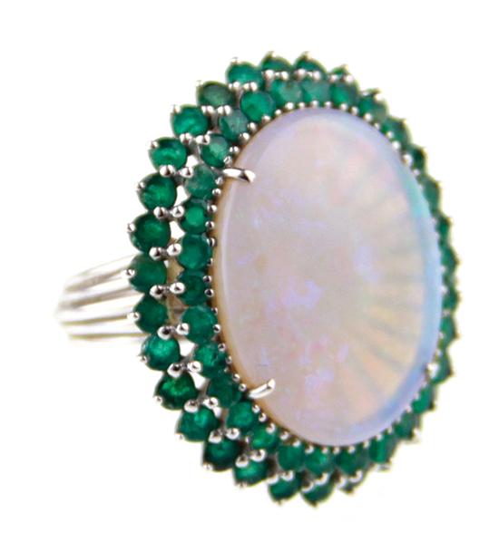 Opal and diamond cocktail ring