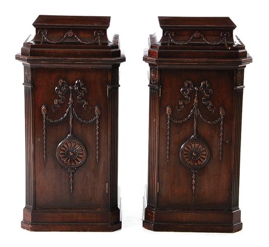 Pair Adam style mahogany side cabinets