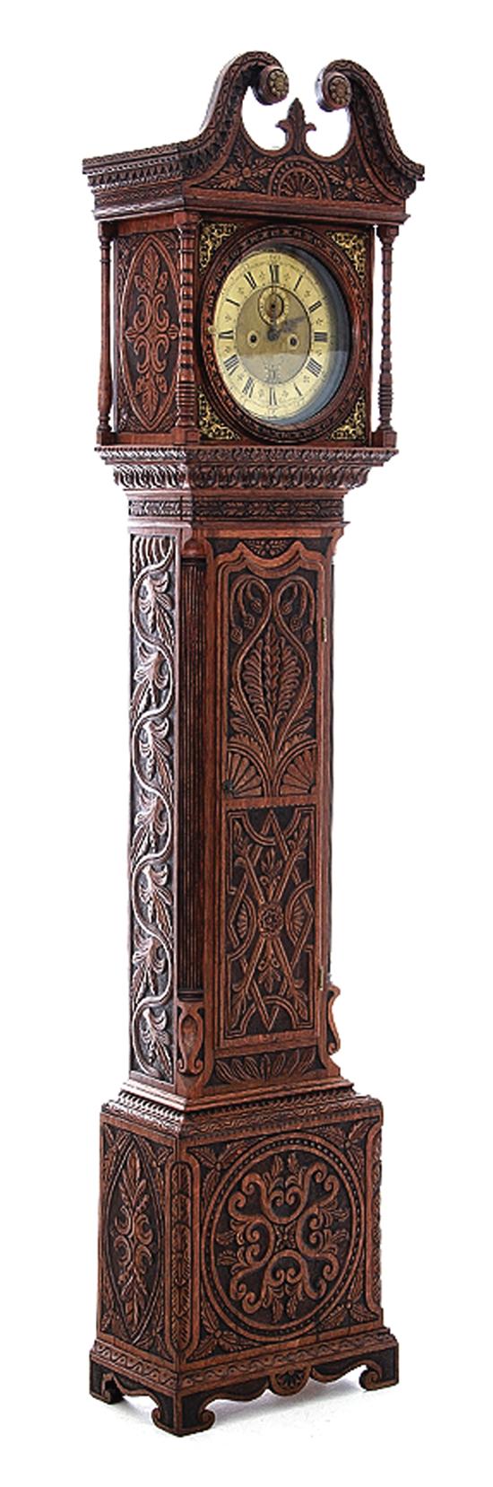 Georgian carved oak tallcase clock 139352