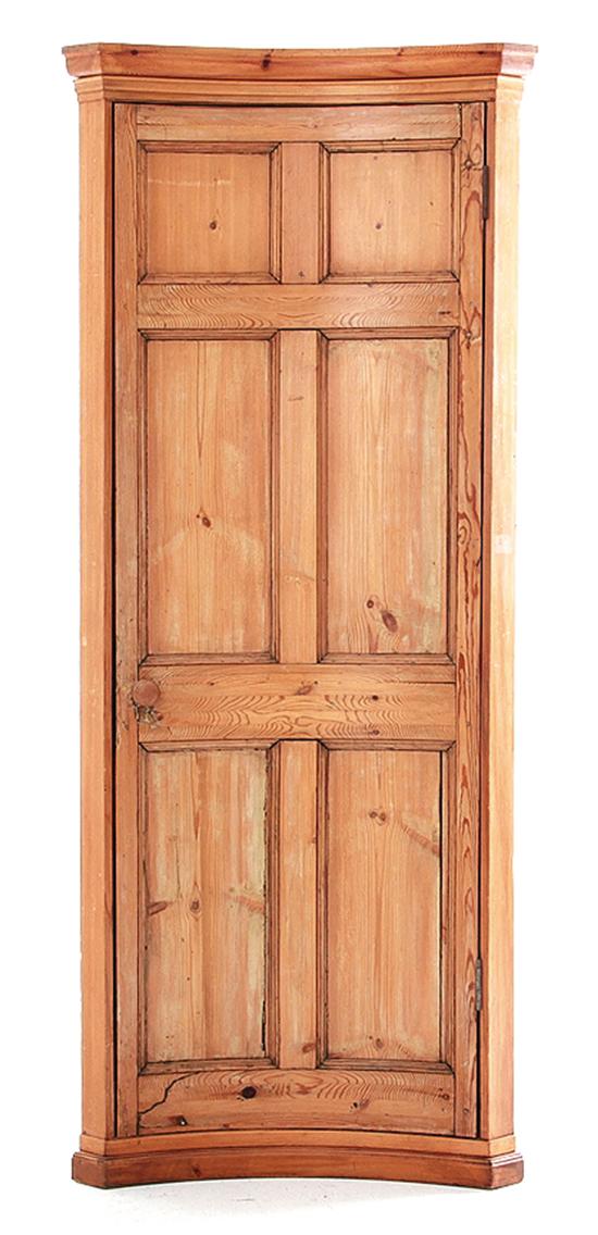 English pine concave-door corner