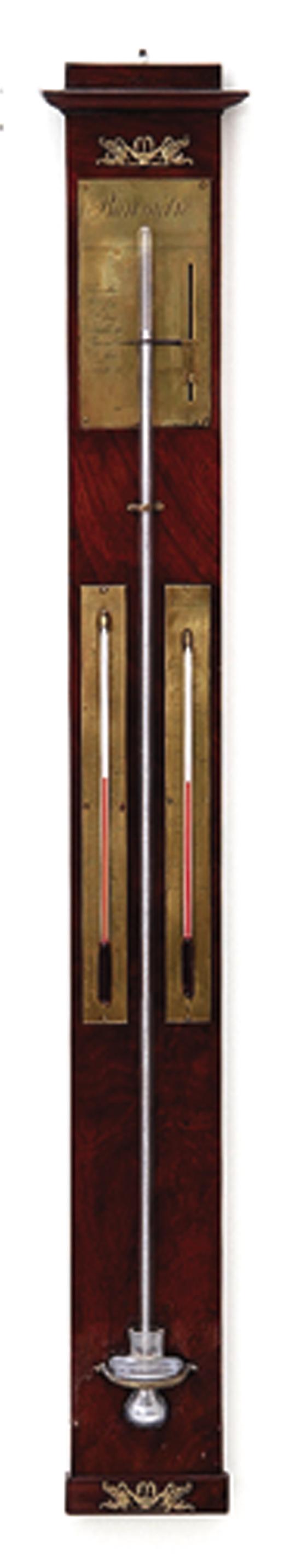 French Empire stick barometer and thermometer