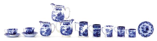 Collection of flow blue cups saucers 1393ea