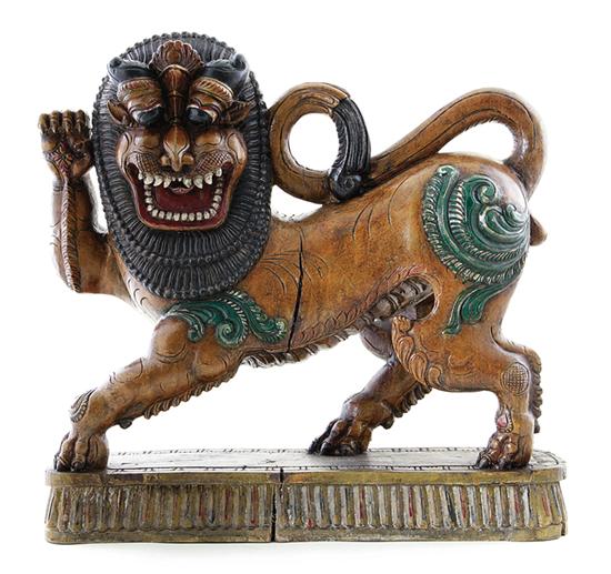 Thai painted and carved wood lion