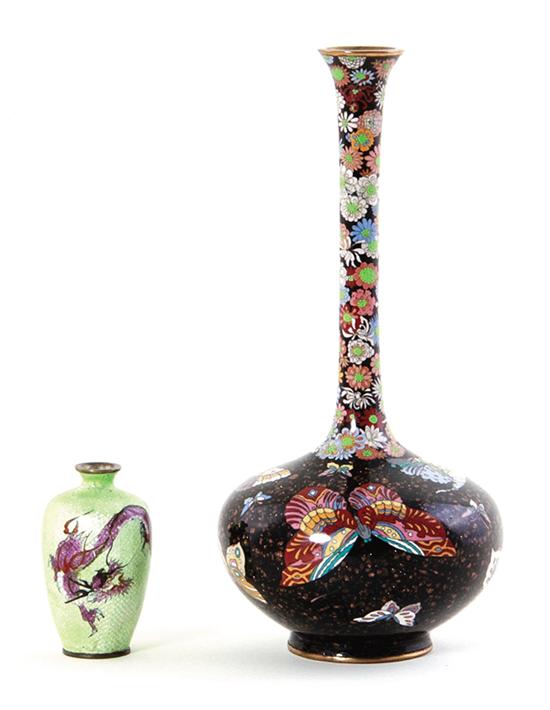 Chinese and Japanese cloisonne vases