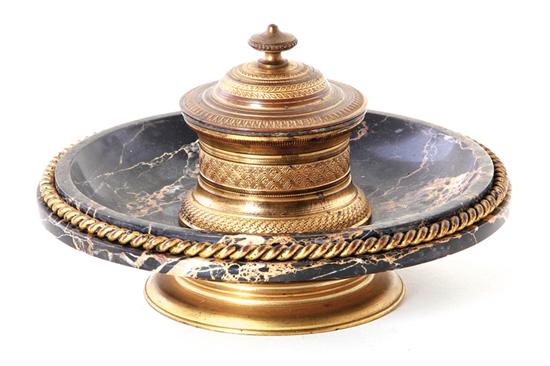 French bronze and marble inkstand