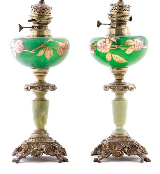 Pair American electrified oil lamps 139465