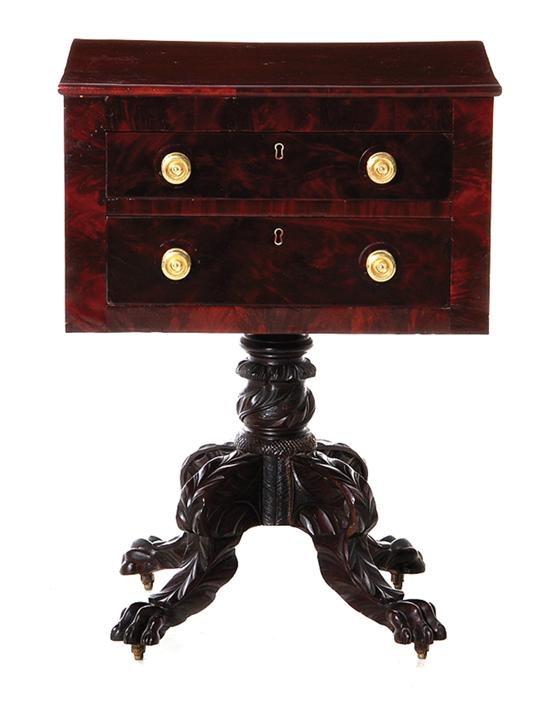 Classical carved mahogany worktable 13946d