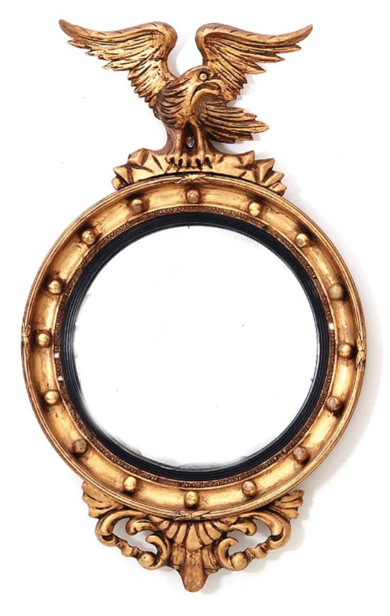 Federal style giltwood convex mirror 13949b