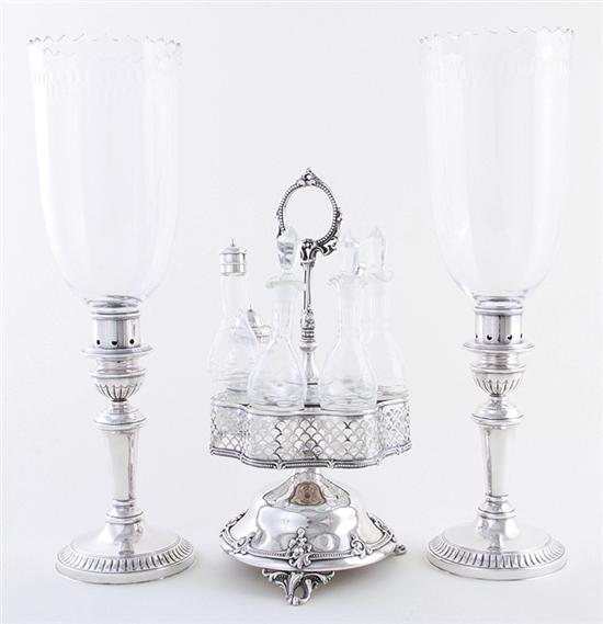 Pair Regency silverplate and crystal 139495