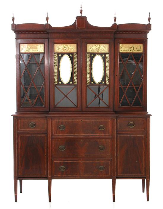 Federal style inlaid mahogany bookcase