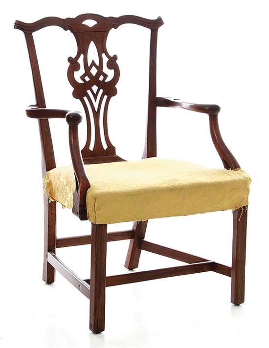 Chippendale carved elm armchair 1394a9