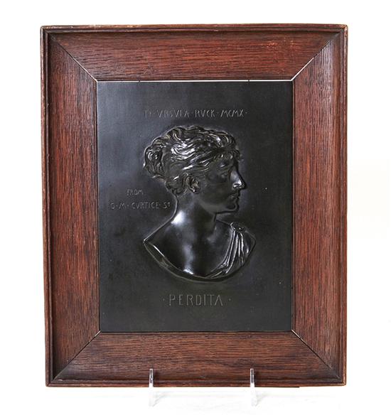 American bronze bust plaque 19th 1394e3