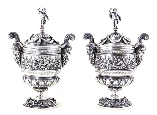 Pair Continental silverplate covered