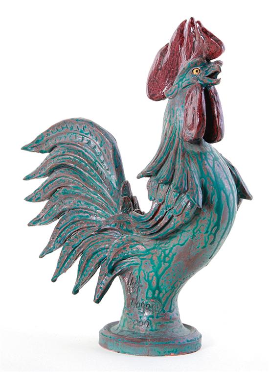 Rex Hogan stoneware rooster Georgia 13950b