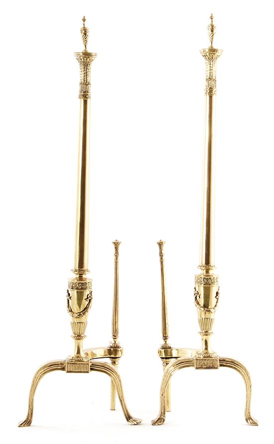 Pair Classical style brass andirons 139556