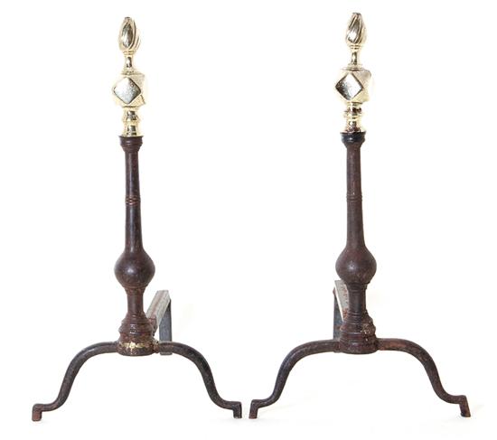 Pair early American brass and iron 139552