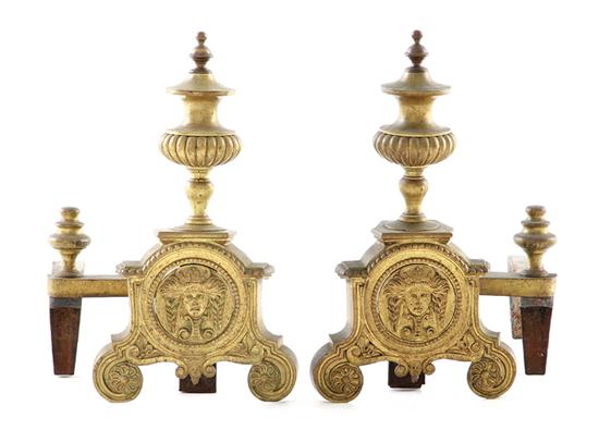 Pair Classical style brass andirons 139554