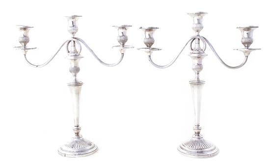 Pair American sterling three-light